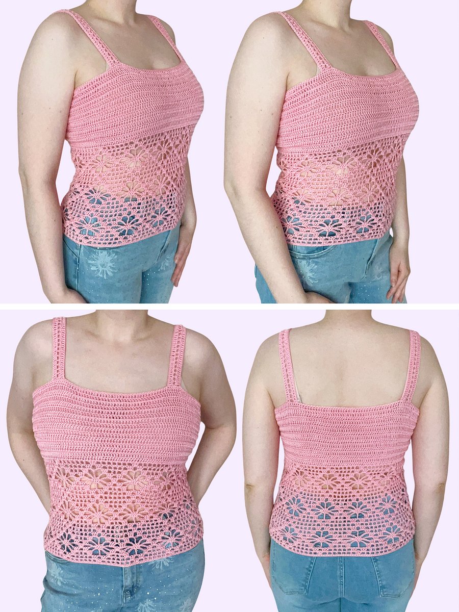 Crochet Pattern: Floral Diamond Tank Top, Made to Measure product image (3)