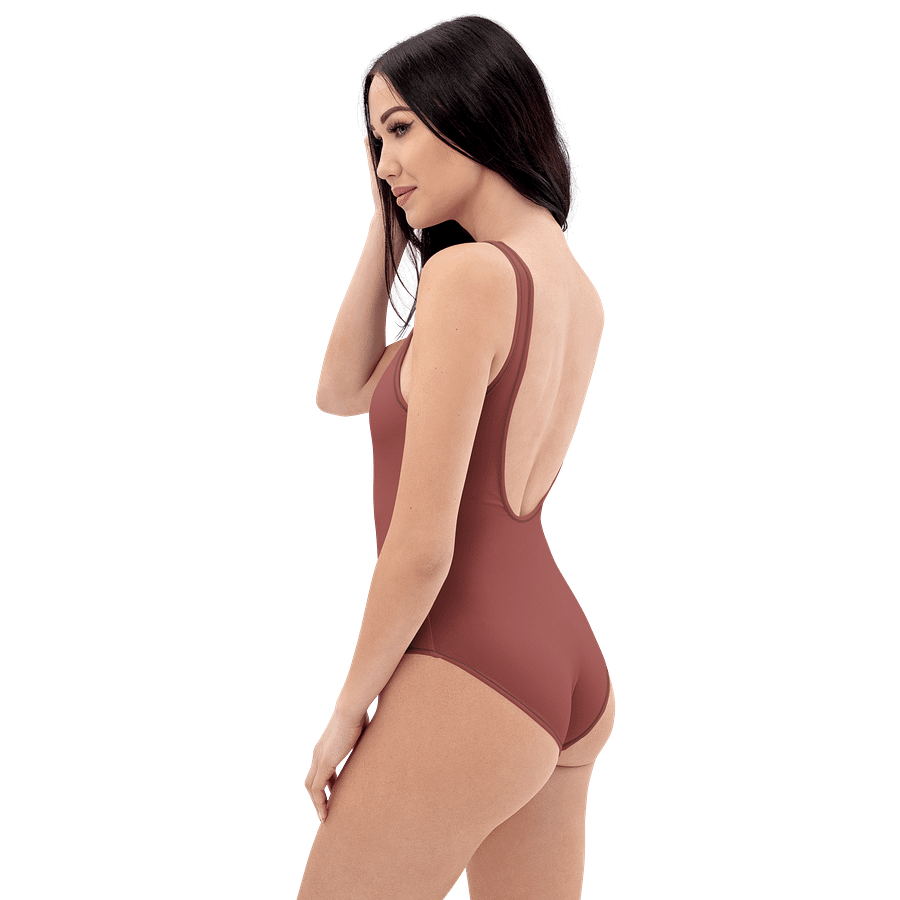 Albuquerque Terracotta Red Brown Solid Color Retro Inspired Women's One Piece Swimsuit product image (7)