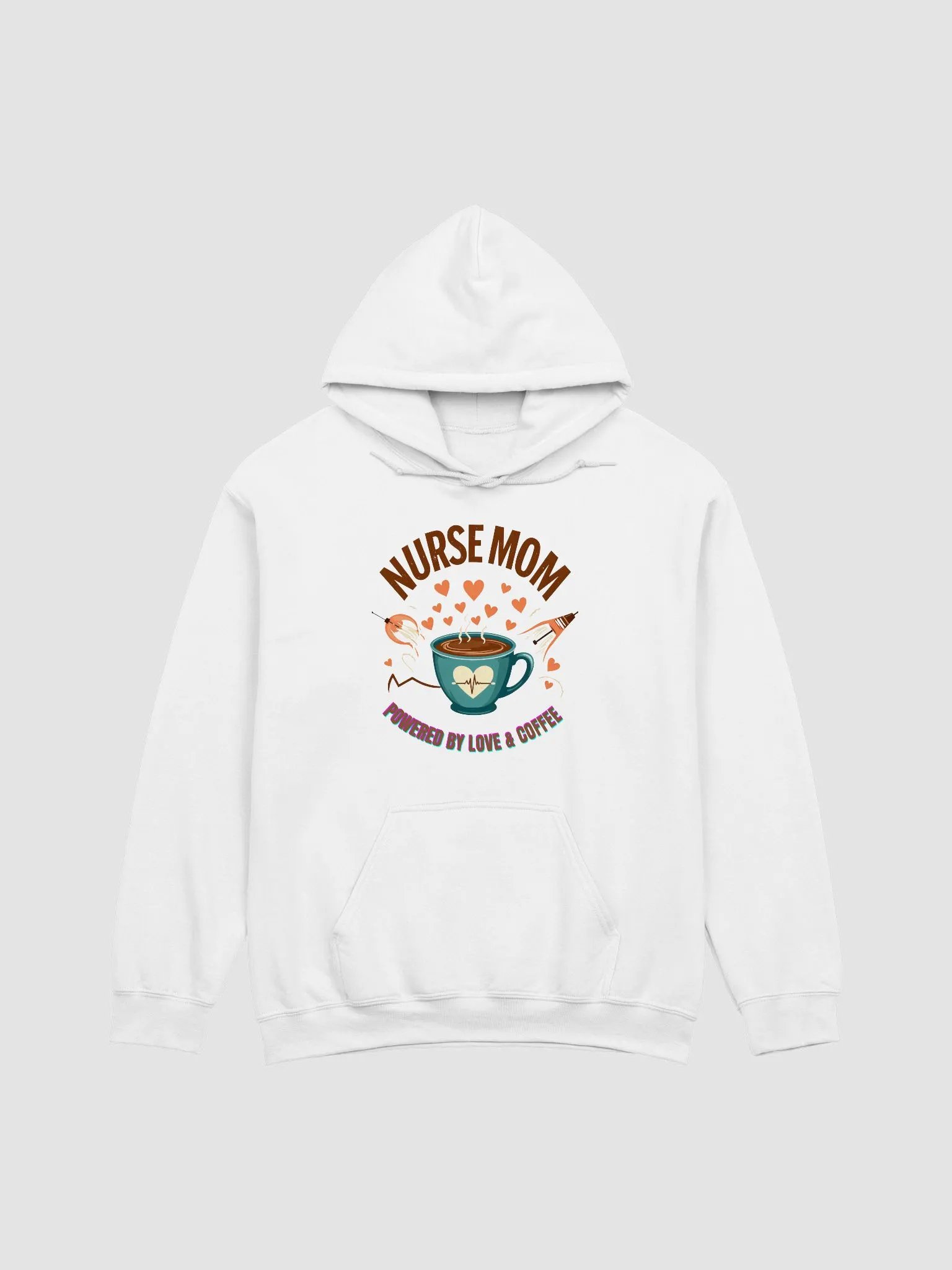 Heartbeat Nurse Mom, powered by coffee Hoodie product image (4)
