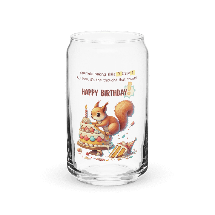 Squirrel Happy Birthday Cake Can-shaped Glass product image (1)