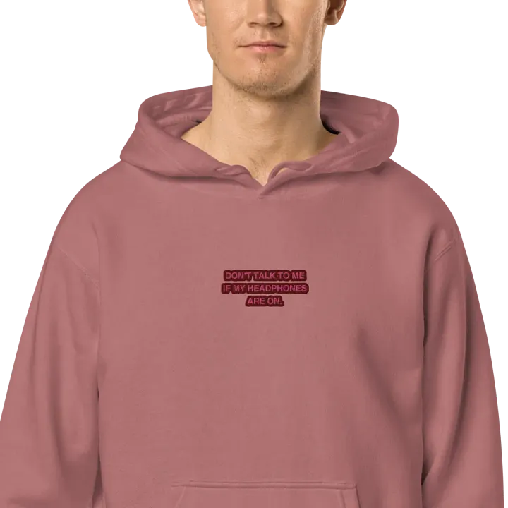 HEADPHONES ON (rose design) embroidered pigment hoodie product image (2)