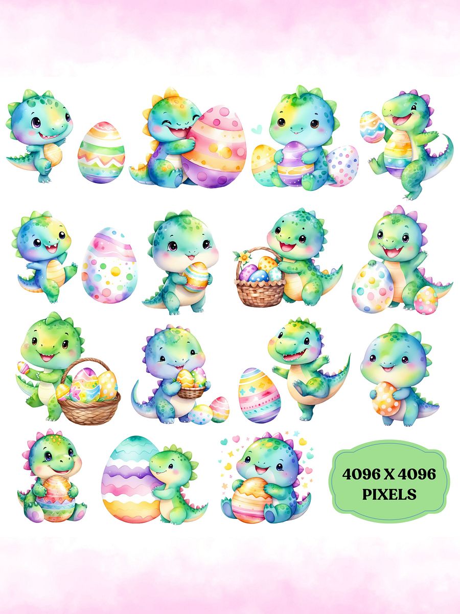 45+ Easter Egg Dinosaur Clipart Bundle product image (3)