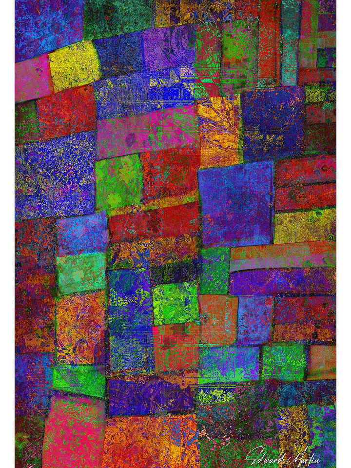 'Blocks' by Edward Martin: Mixed Media Collage Print product image (1)