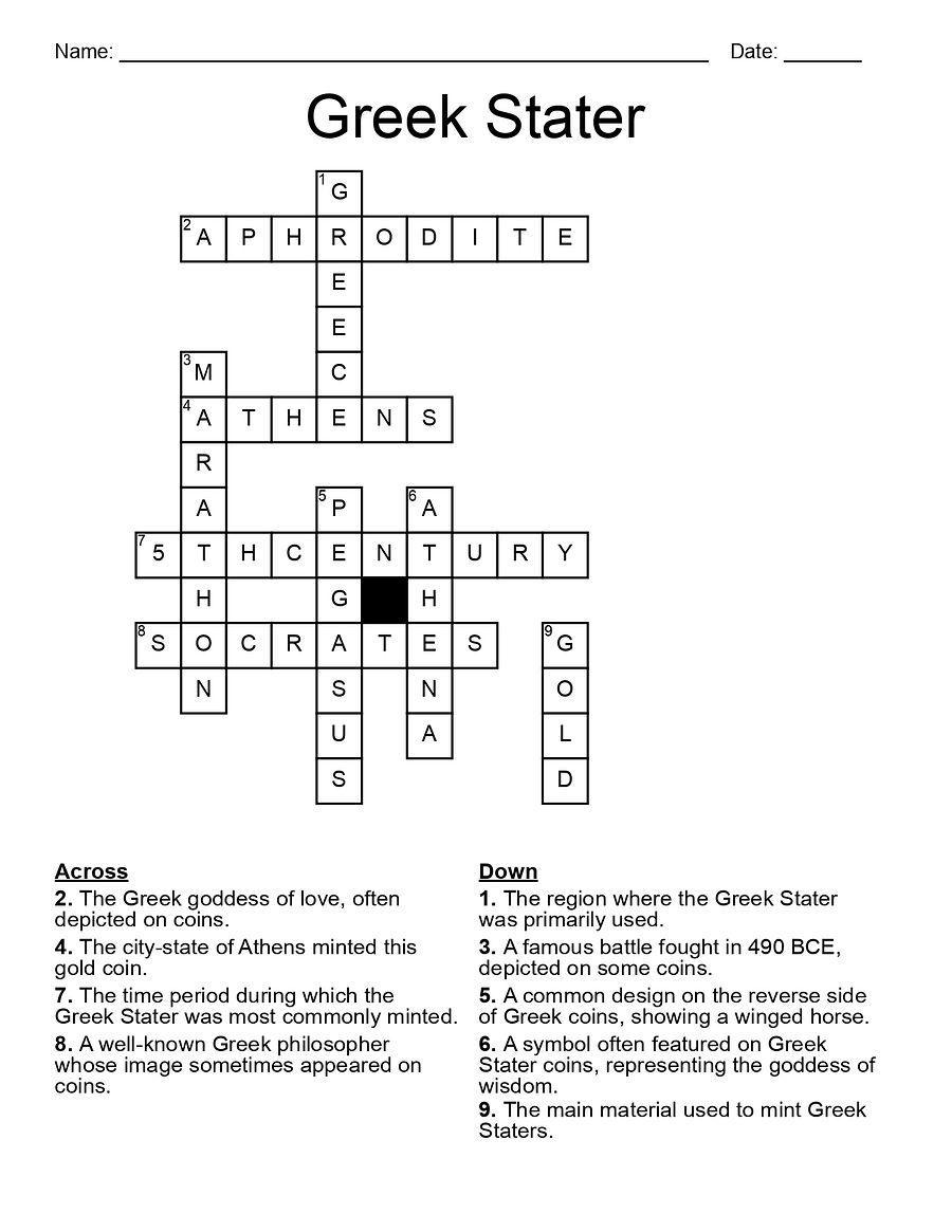 Old Gold Coin Crossword Puzzle - Greek Stater product image (3)
