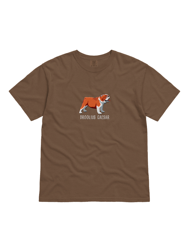 Droolius Caesar T-Shirt(Embroidered) of an English Bulldog(Red & White) product image (21)