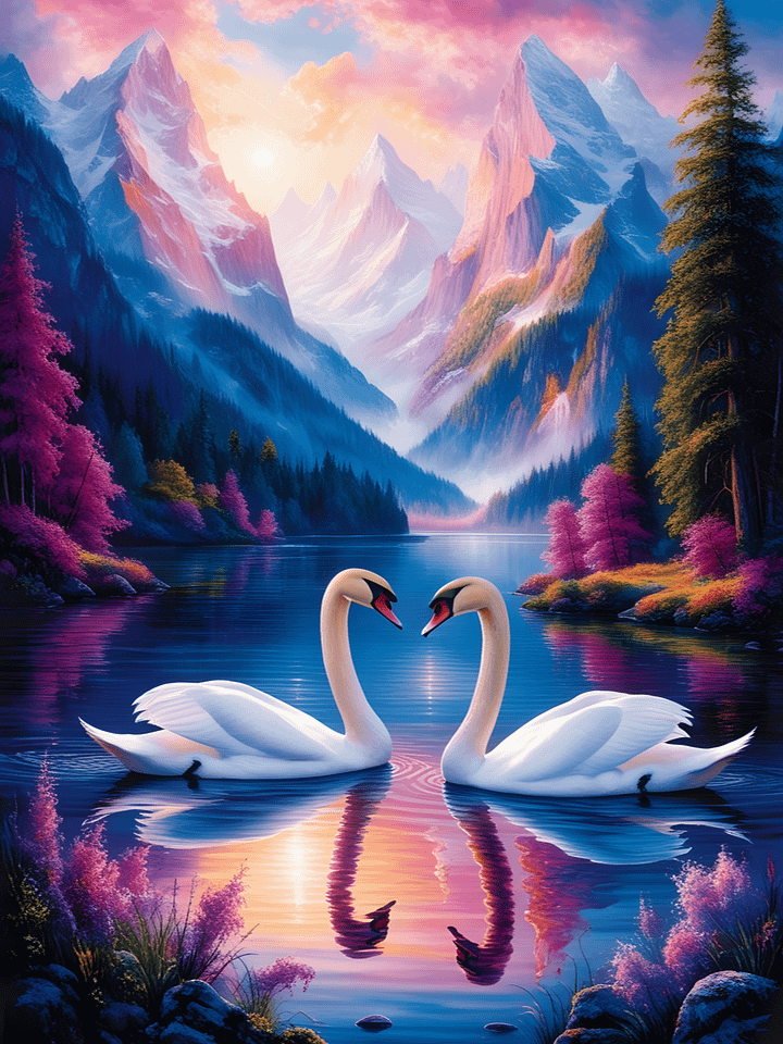 Swans in lake Digital Art product image (1)