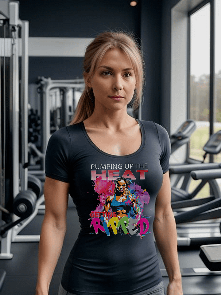 Pumping Up The Heat Getting Ripped Female Woman Bodybuilder Fitness Gym T-Shirt product image (1)