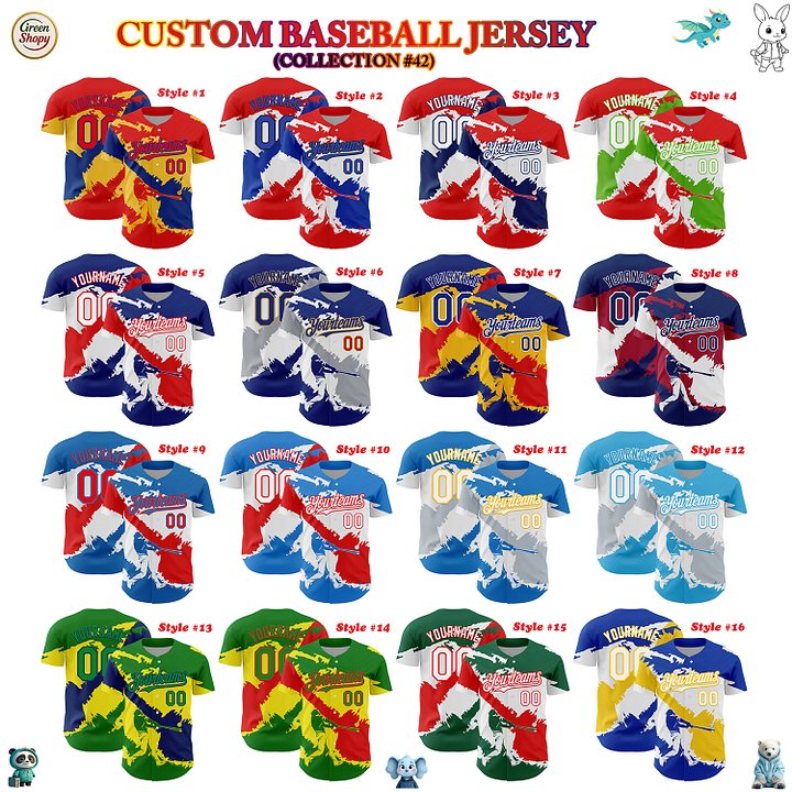 Authentic Baseball Jersey, Custom Baseball Jersey, Personalized Sport Jersey, Colorful, Number, 3D Flag, Country product image (1)