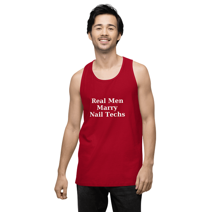 Real Men's Tank Top (white print) product image (2)