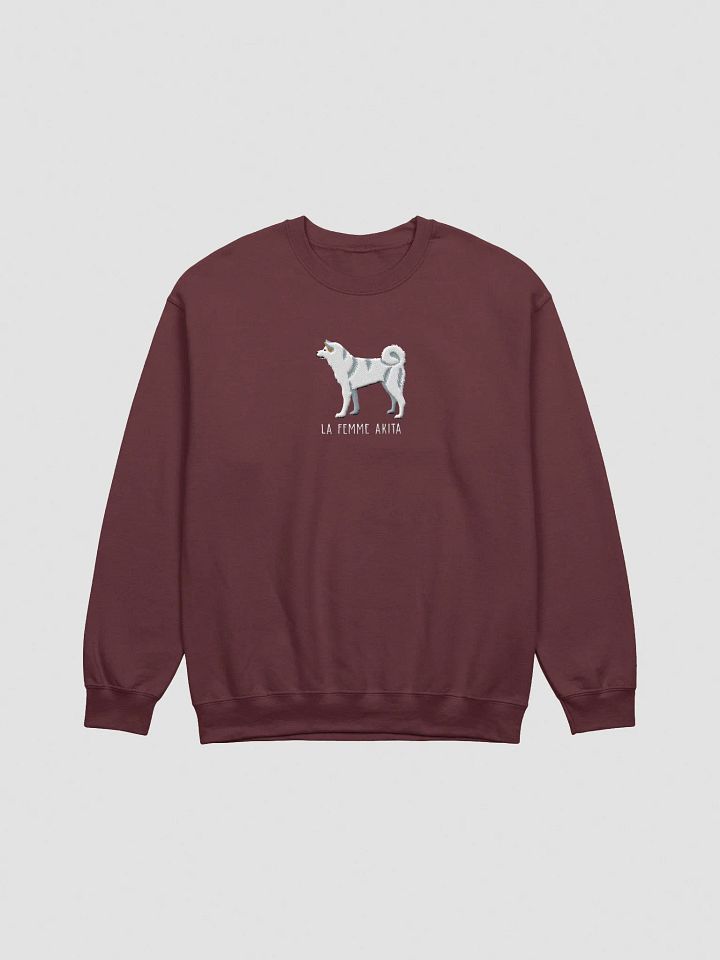 La Femme Akita Sweatshirt (Embroidered) of a Japanese Akita Inu(White) product image (7)