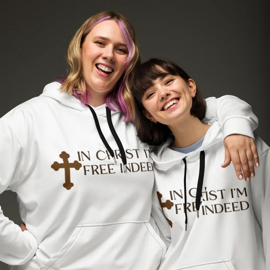 In Christ I'm free indeed recycled Unisex Hoodie product image (3)