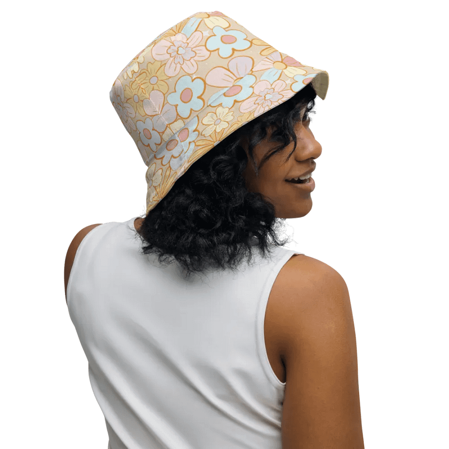 Retro Flowers Cream Reversible Bucket Hat product image (3)