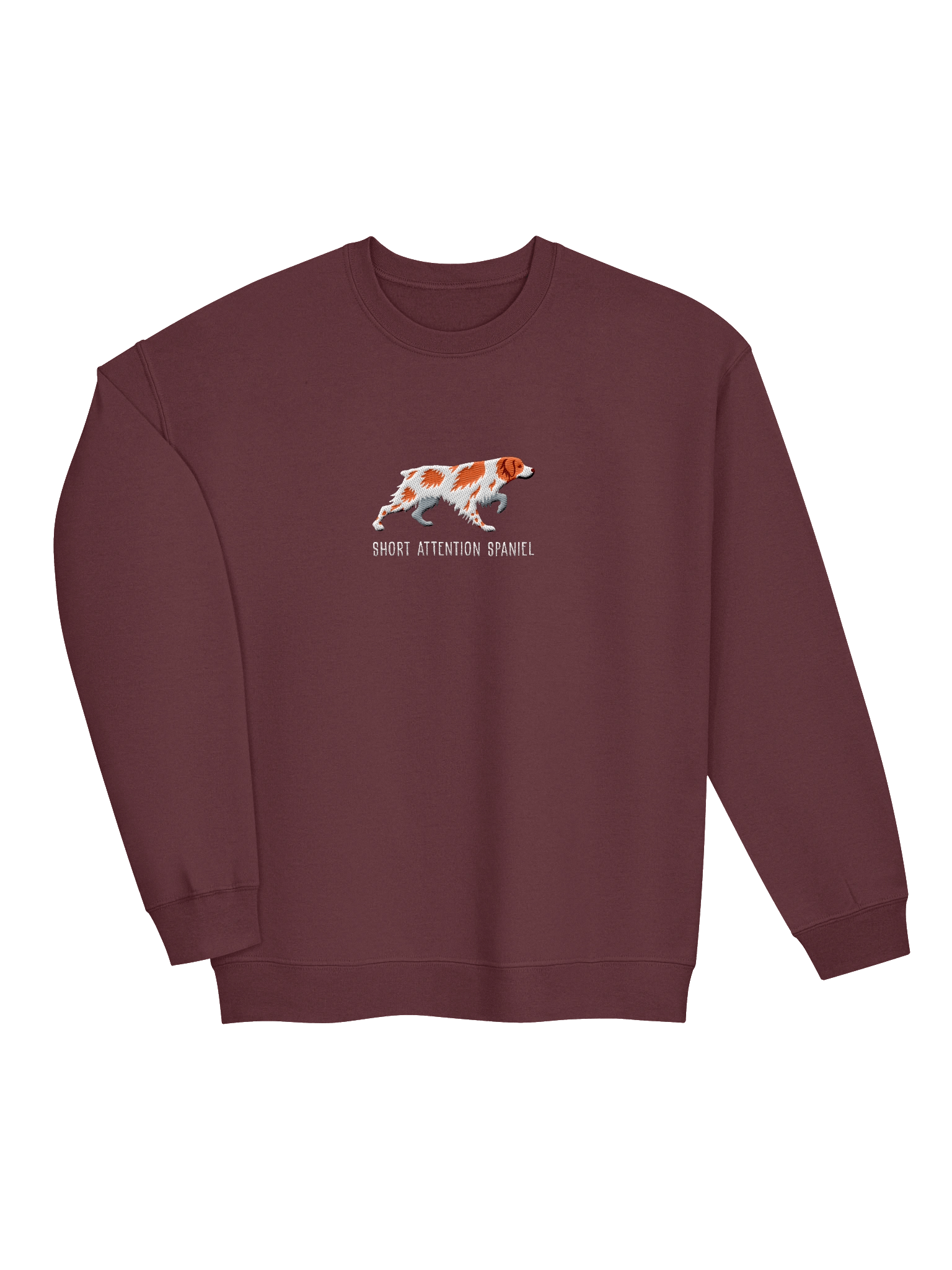 Short Attention Spaniel Sweatshirt (Embroidered) of a Brittany Spaniel(Orange) product image (7)