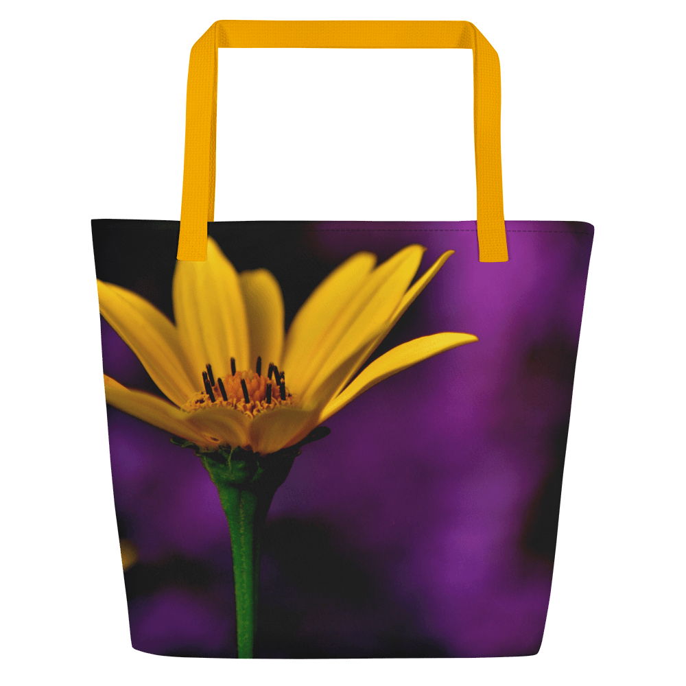 Große Tragetasche - Leuchtend gelbe Blüte mit violettem Hintergrund product image (4)