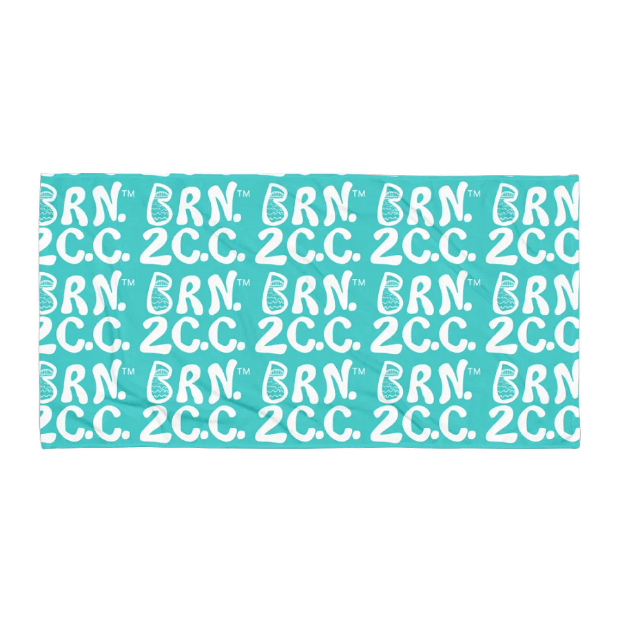 BRN.2C.C.™ | Coastal Classic Beach Towel | All-Over Logo Print | Vibrant Colors for Salty Souls | White Logo on Dark Turquoise product image (1)