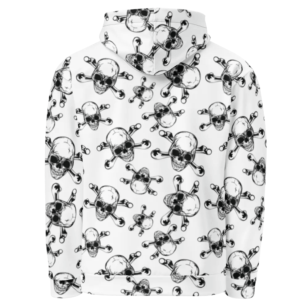Skull & Bones - White - All-Over Print Recycled Unisex Hoodie product image (3)