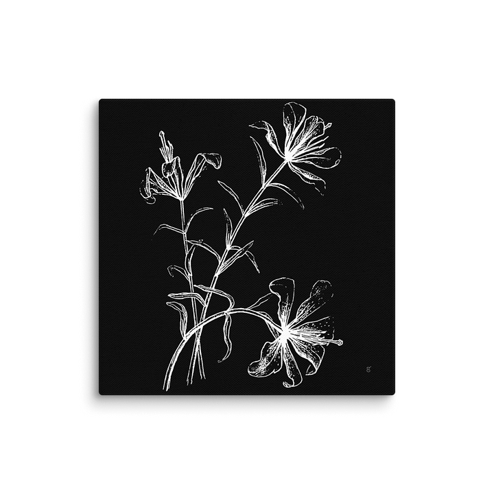 Floral Line Drawing Canvas Art - Wild Elegant Flowers Dark product image (1)