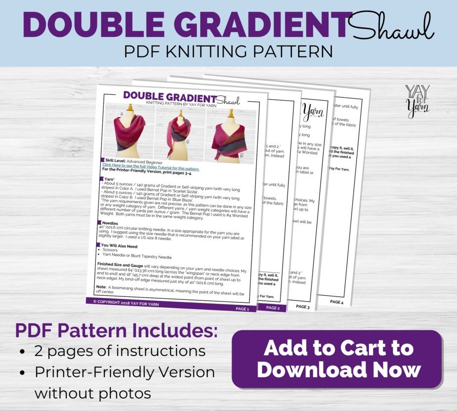 Double Gradient Boomerang Shawl - PDF Knitting Pattern & Video Tutorial product image (4)