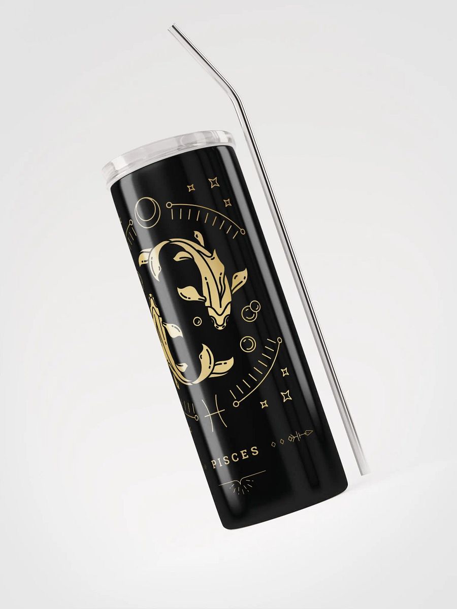 Pisces Zodiac Stainless Steel Tumbler: Radiant Gold Elegance for Astrology Aficionados! ✨♓ product image (3)