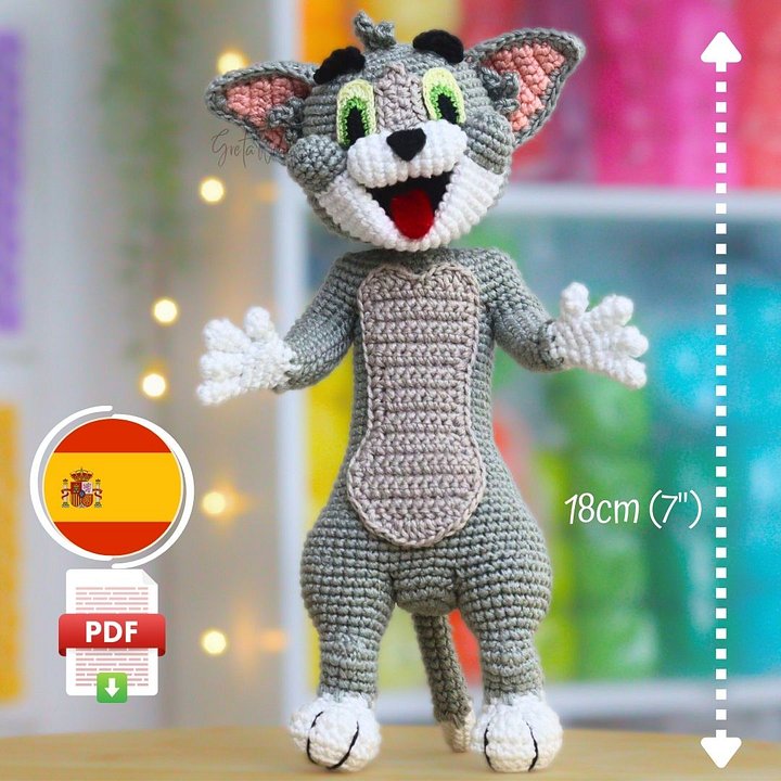Patrón de Amigurumi - Tom el Gato: Teje a la Estrella de 'Tom y Jerry' (Descarga Digital) product image (1)