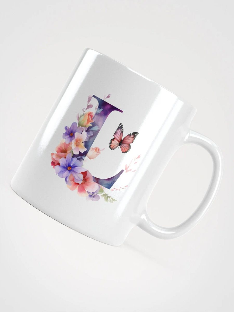 Letter L Monogram Floral Fantasy White Glossy Mug product image (12)