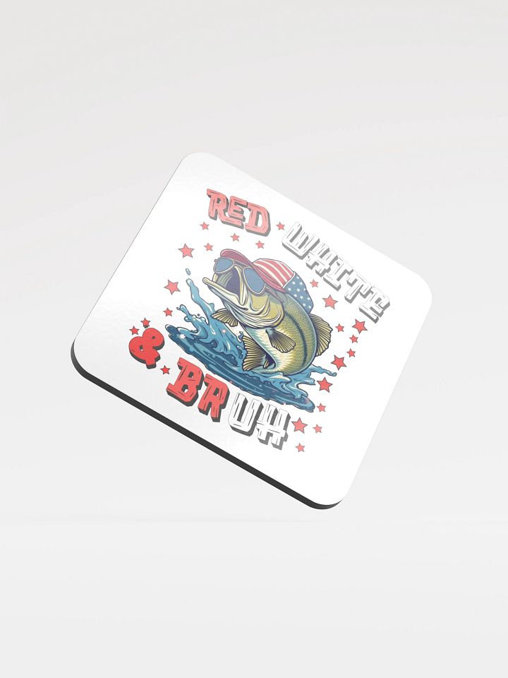 Red White And Bruh Fishing Patriotic Cork Coaster product image (2)