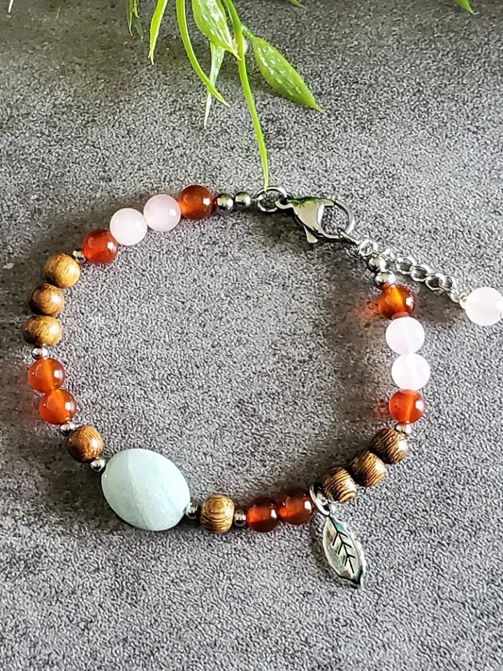 Release & Renew Bracelet – Amazonite, Rose Quartz & Carnelian | Emotional Healing | Inner Strength | Renewal Jewelry product image (1)
