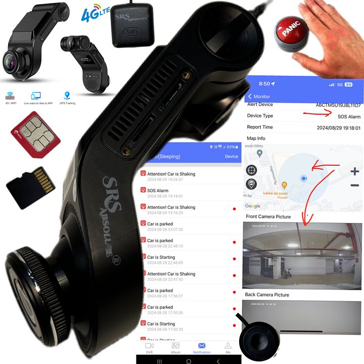 SRS ABSOLUTE 2K InfraRed 4G DashCam| 24x7 Remote Audio-Video Monitor| SOS | Voice Calling | GPS Tracking| Motion Sensor| G-Sensor| MicroSD Support| No-Display 2-in1 | Personal-Kid-Fleet-Industrial use product image (1)