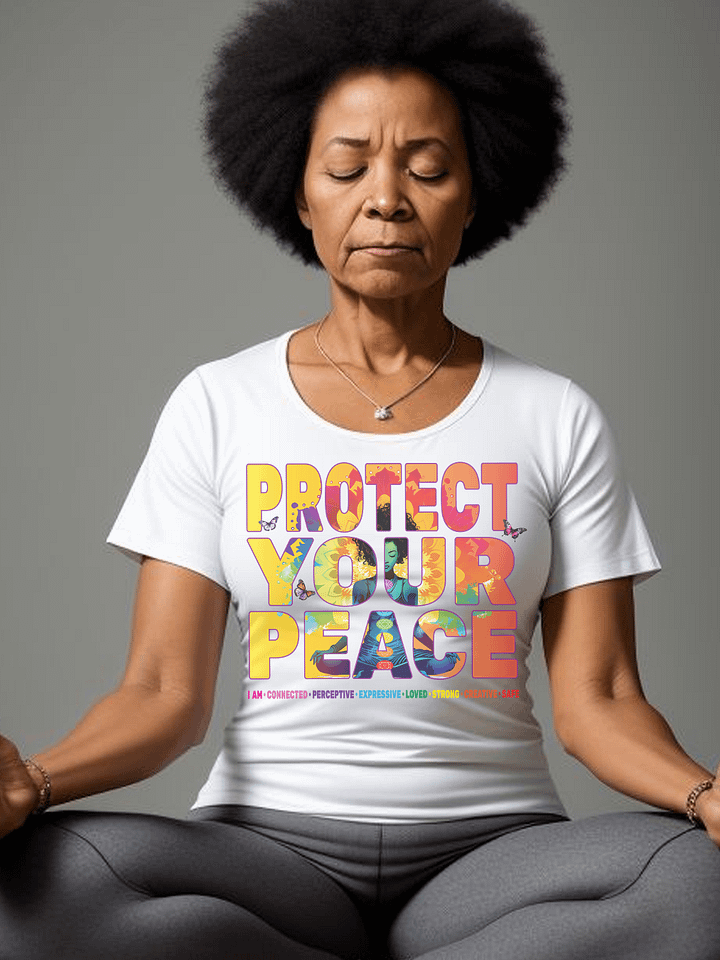African American Woman Protect Your Peace 7 Chakra Meditation Yoga Pose Spirituality product image (2)