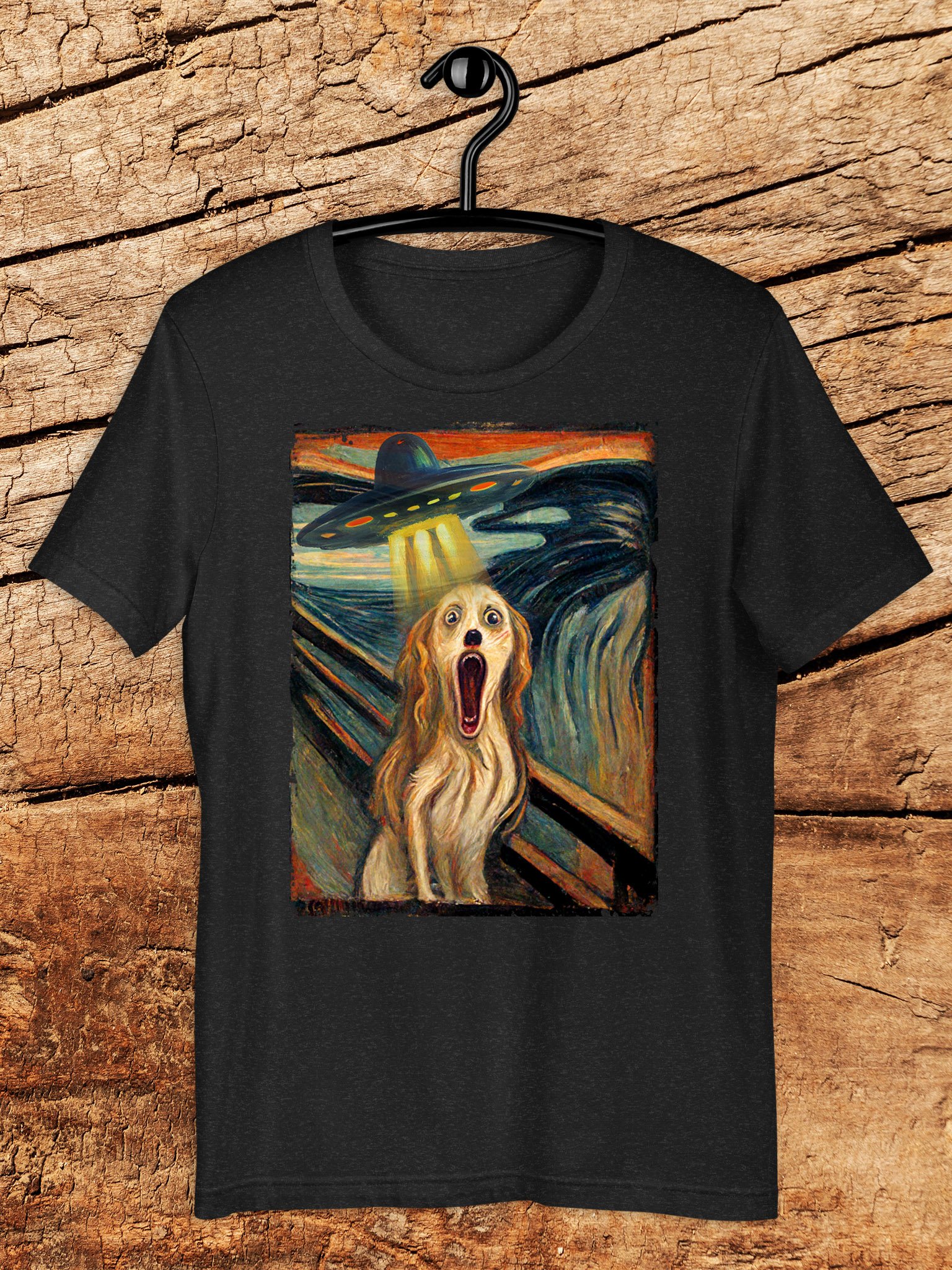 "The Scream" Dog UFO Graphic T-Shirt - Funny Art Parody Tee product image (1)