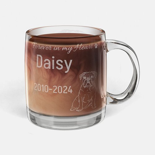 New in the Shop: Forever in My Heart Bulldog Engraved Glass Mug – Personalized Dog Memorial Gift – Custom Name & Years

Forev...