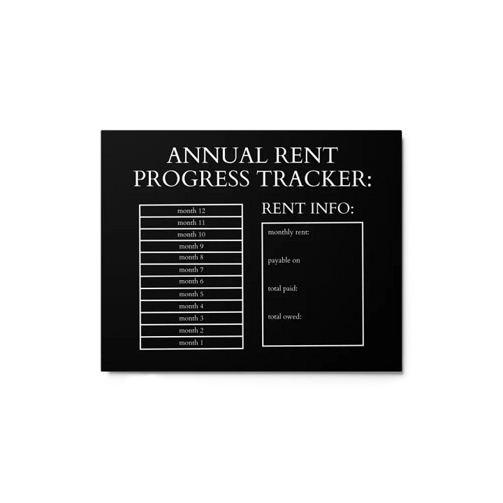 HIGHFALUTIN ANNUAL RENT TRACKER (white design 1) product image (1)