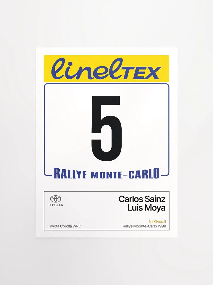 A3 Poster / Carlos Sainz / 1998 Rallye Monte-Carlo Number 5 product image (1)