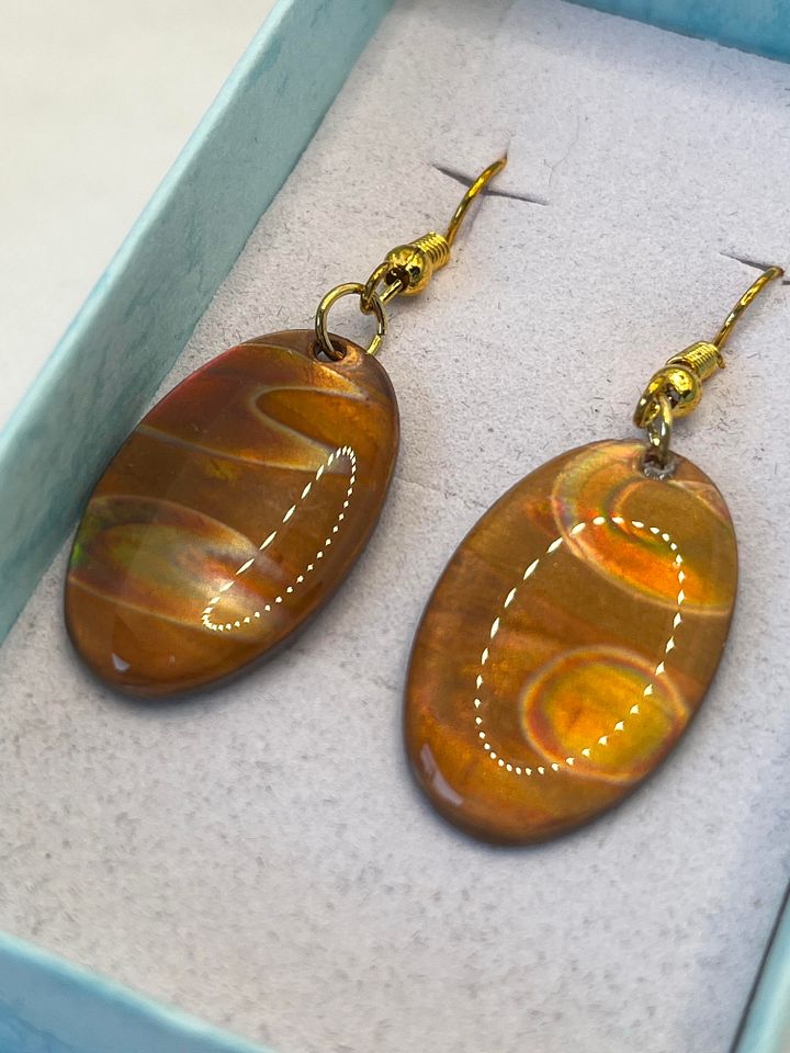 Burnt Copper and Resin Oval Earrings product image (1)