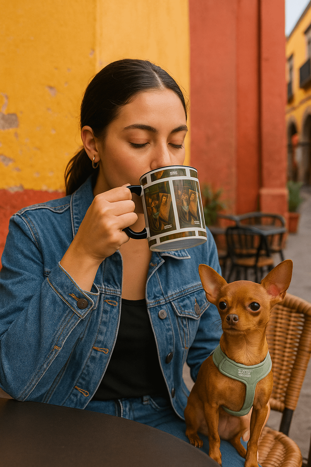 Chihuahua & the Muse — Two-Tone Ceramic Art Mug | Mel’s Angels product image (1)