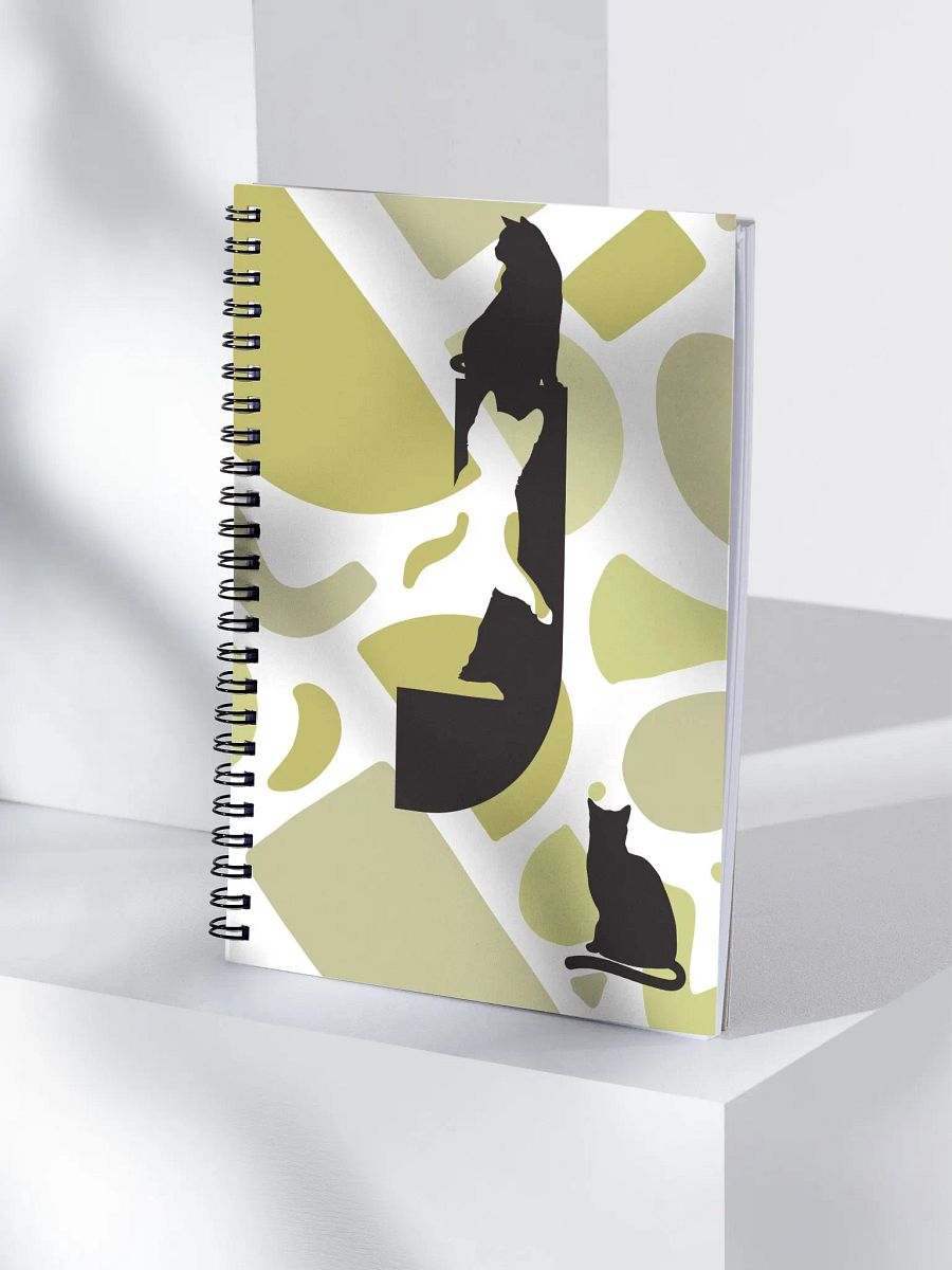 Monogram Letter J Cat Lover Geometric Greens Notebook product image (4)
