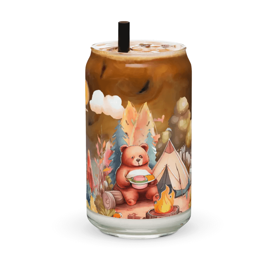 Camping Bear Glass Can | Wilderness Adventure Drinkware product image (6)