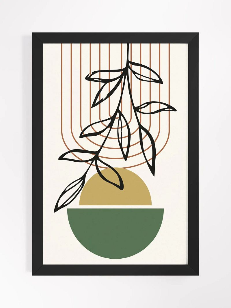 Golden Leaf Abstract Framed Poster
