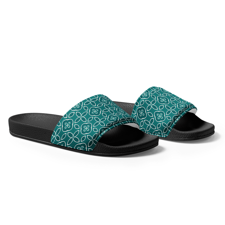 Teal Floral Geometric Women's Slides product image (5)