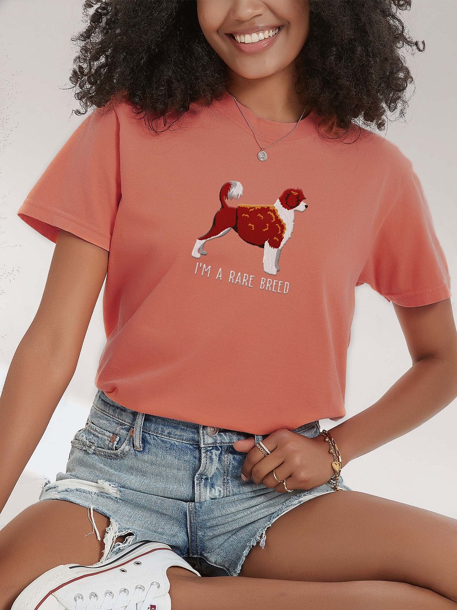 I'm a Rare Breed T-Shirt(Embroidered) of a Portuguese Water Dog(Chocolate & White) product image (2)