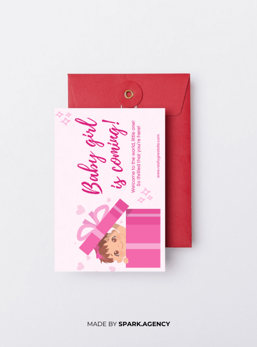 Pink Illustrative Baby Shower Card product image (4)