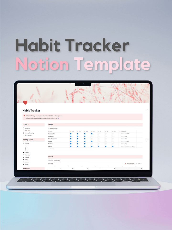 Minimalist Notion Habit Tracker – ADHS Friendly product image (1)