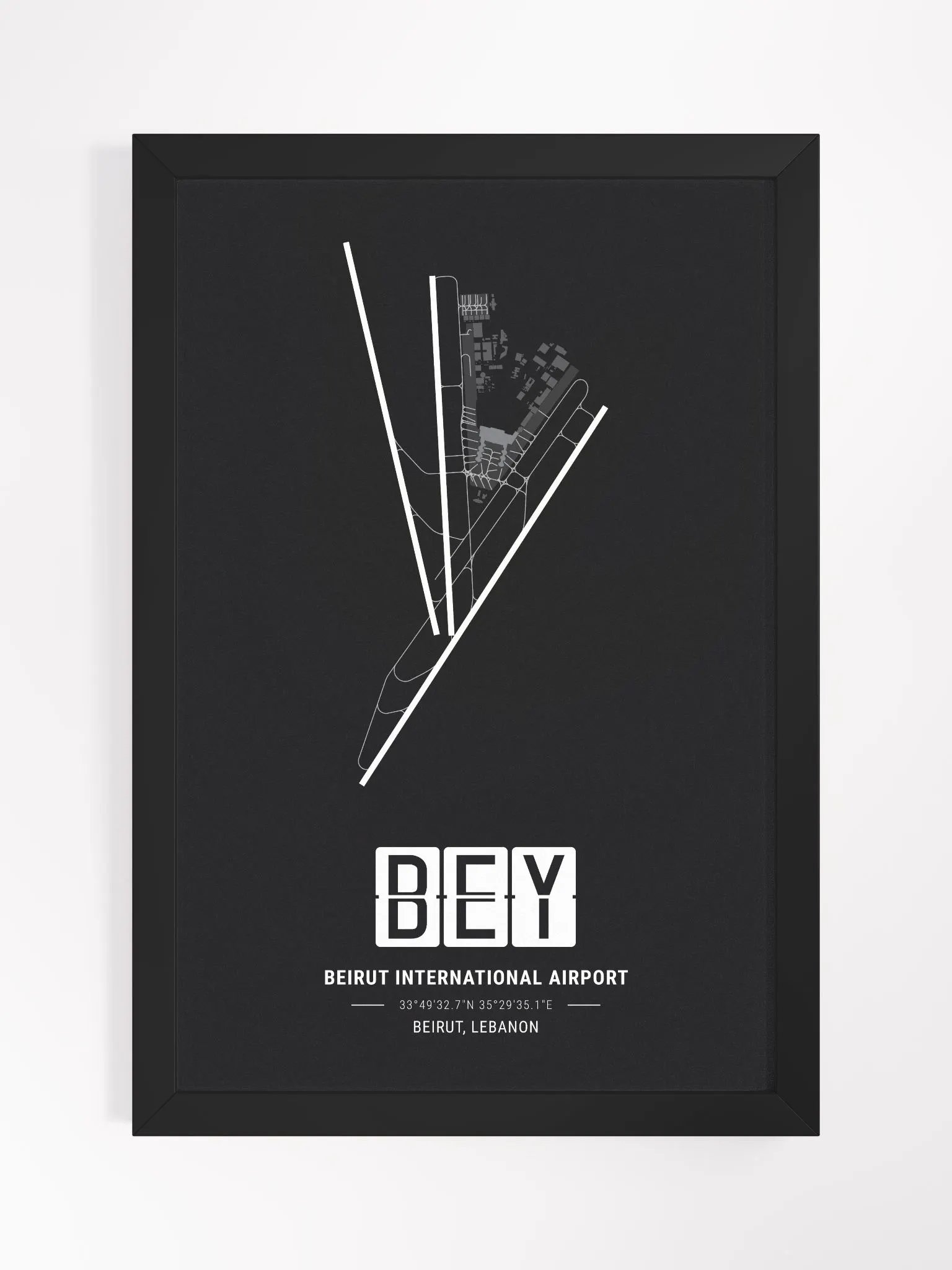 Framed Airport BEY Premium Map On Matt Paper product image (1)