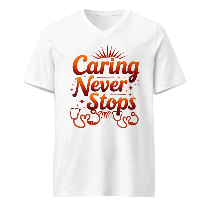 Caring Never Stops Nurse V-Neck Tee product image (5)