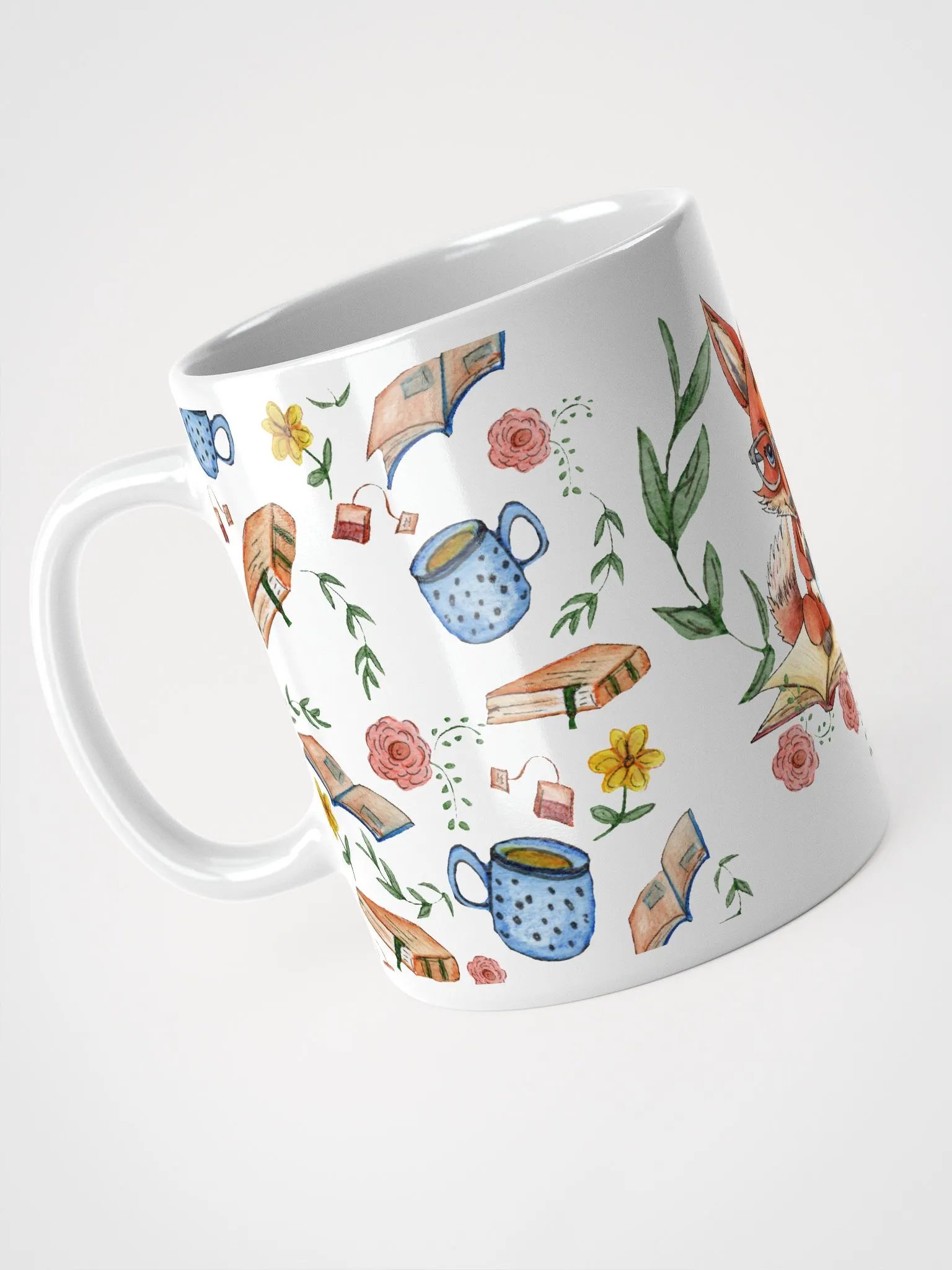 Tea Time Fox White Mug product image (4)