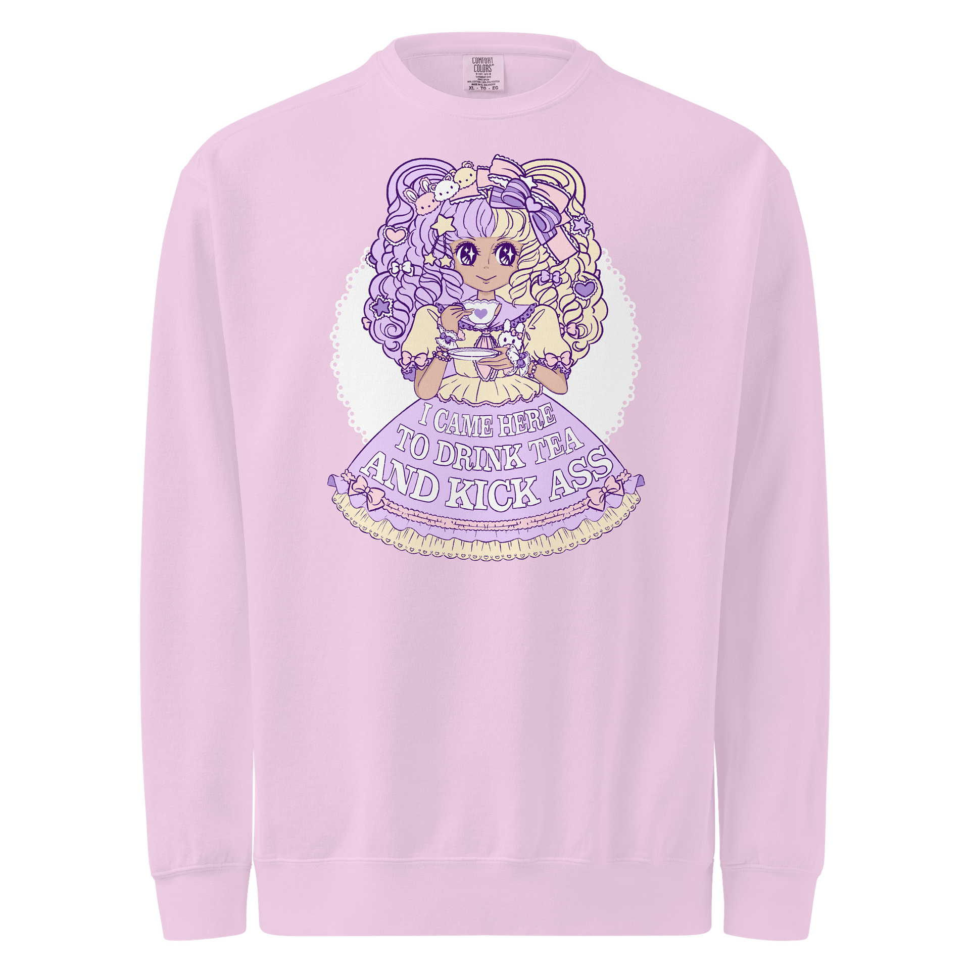 𝑼𝑺𝑨 I Came Here to Drink Tea & Kick Ass (OTT, Lavender) sweatshirt product image (3)