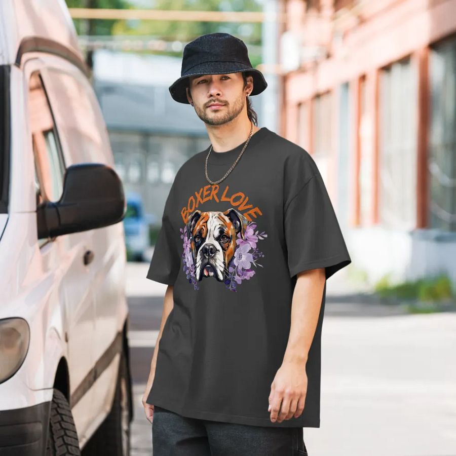 Floral Boxer Love Oversized Tee product image (6)