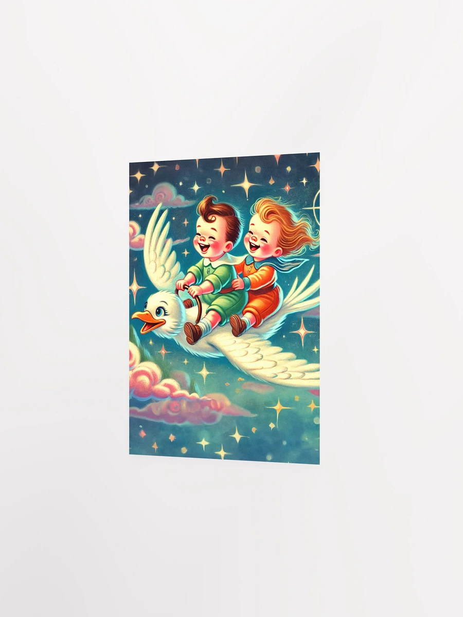 Children Riding a Bird on a Starry Night Premium Poster product image (11)