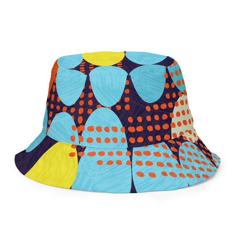 Reversible Bucket Hat – Retro Print Exterior & Sky Blue Interior | Lightweight & Breathable