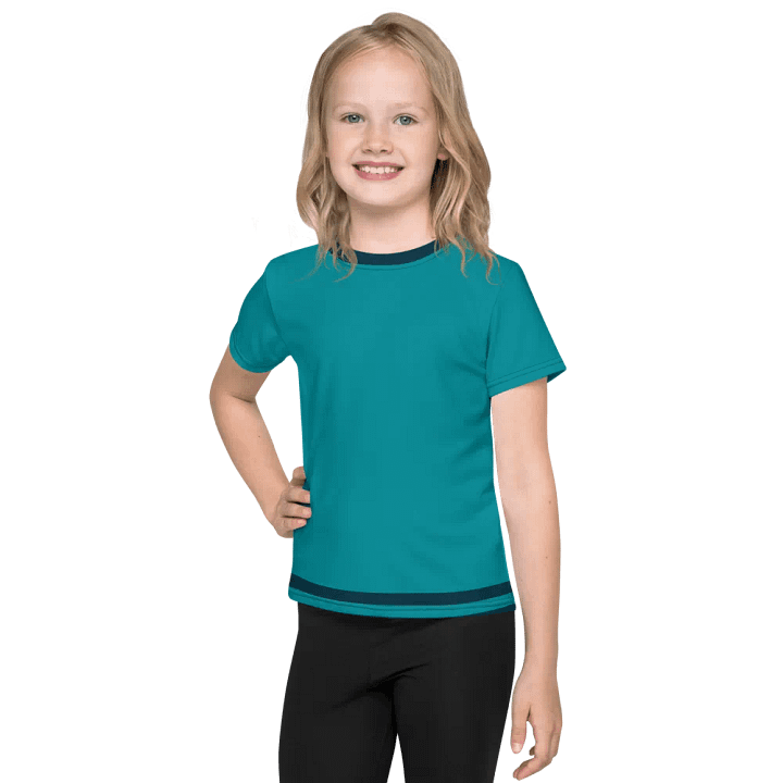 Kids' Teal Striped Edge T-Shirt product image (1)